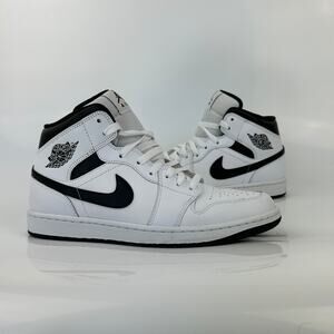 Nike Air Jordan 1 Mid Reverse Panda Sneakers Men's 10 White Black DQ8426-132